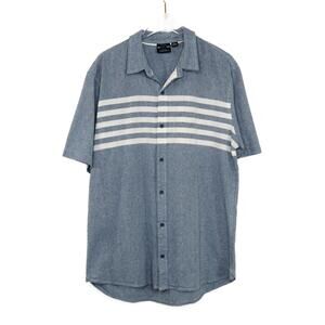 Urban Outfitters Burnside Retro Blue and White Striped Button Down Shirt Large